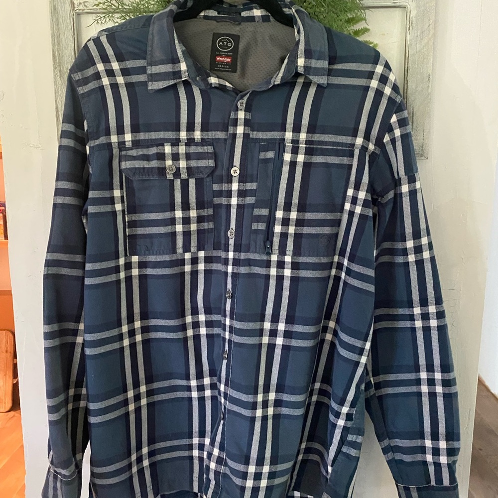 Wrangler Navy Checkered Shirt Jacket